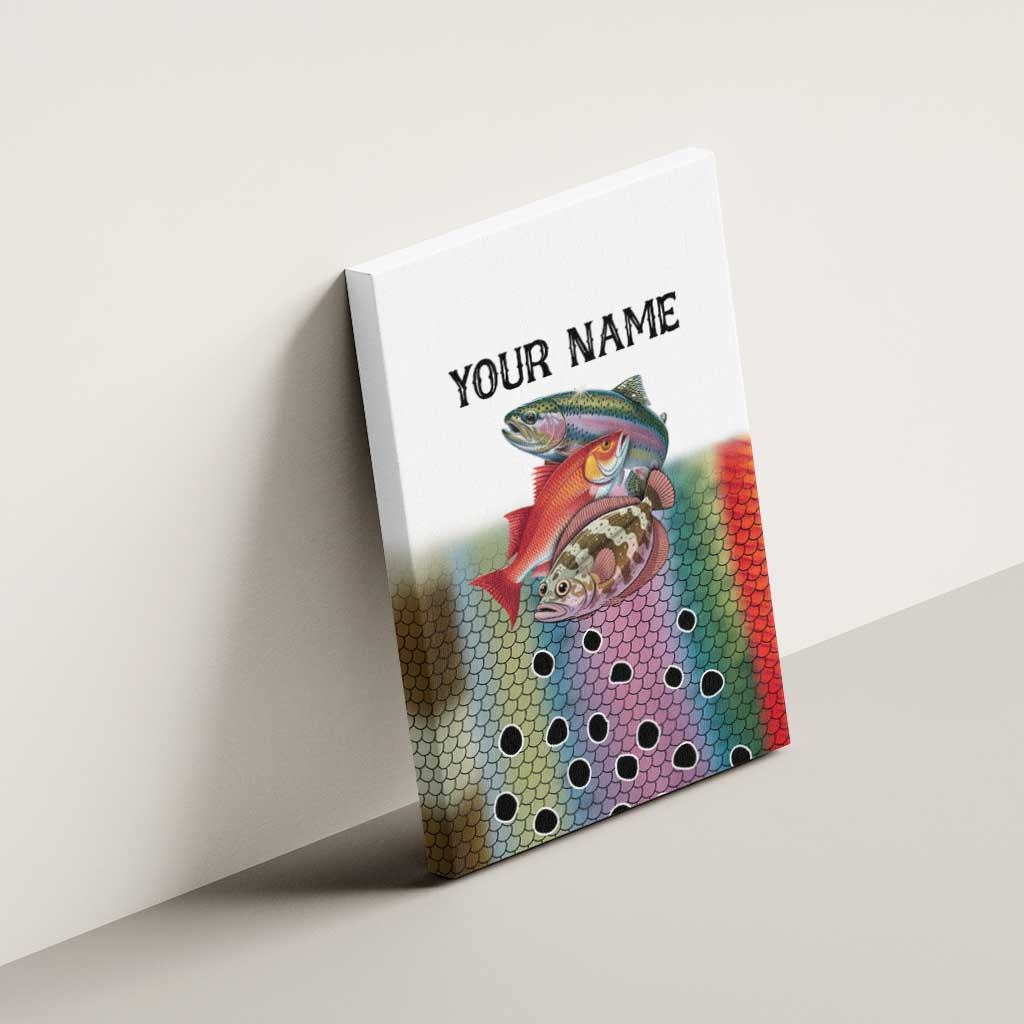 Multicolor Fish Pattern Design Canvas Wall Art Fishing Scaled Texture and Custom Name Print - Wonder Print Shop