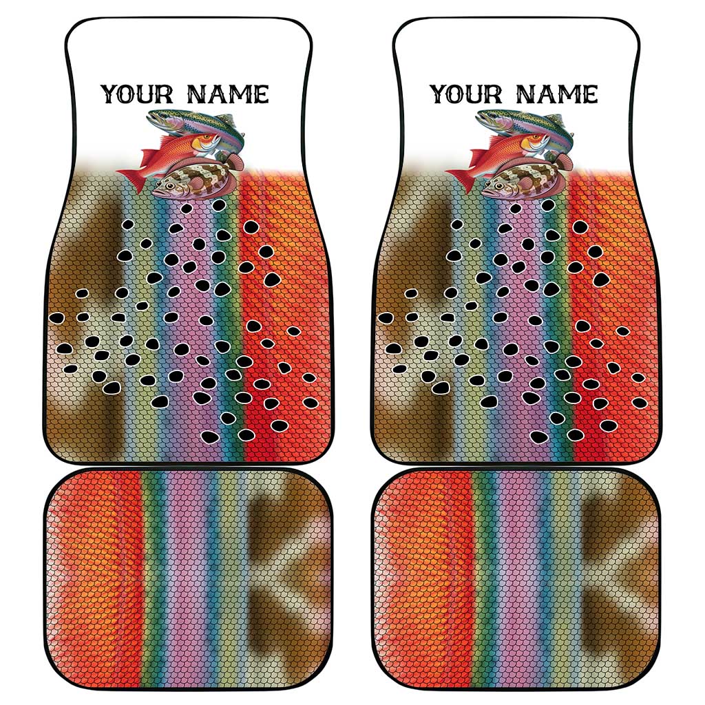 Multicolor Fish Pattern Design Car Mats Fishing Scaled Texture and Custom Name Print - Wonder Print Shop