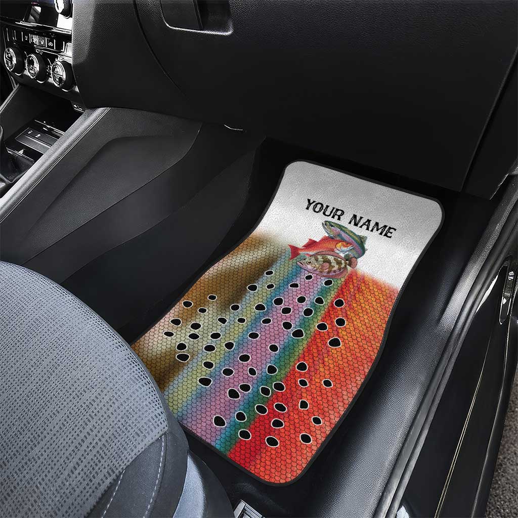 Multicolor Fish Pattern Design Car Mats Fishing Scaled Texture and Custom Name Print - Wonder Print Shop
