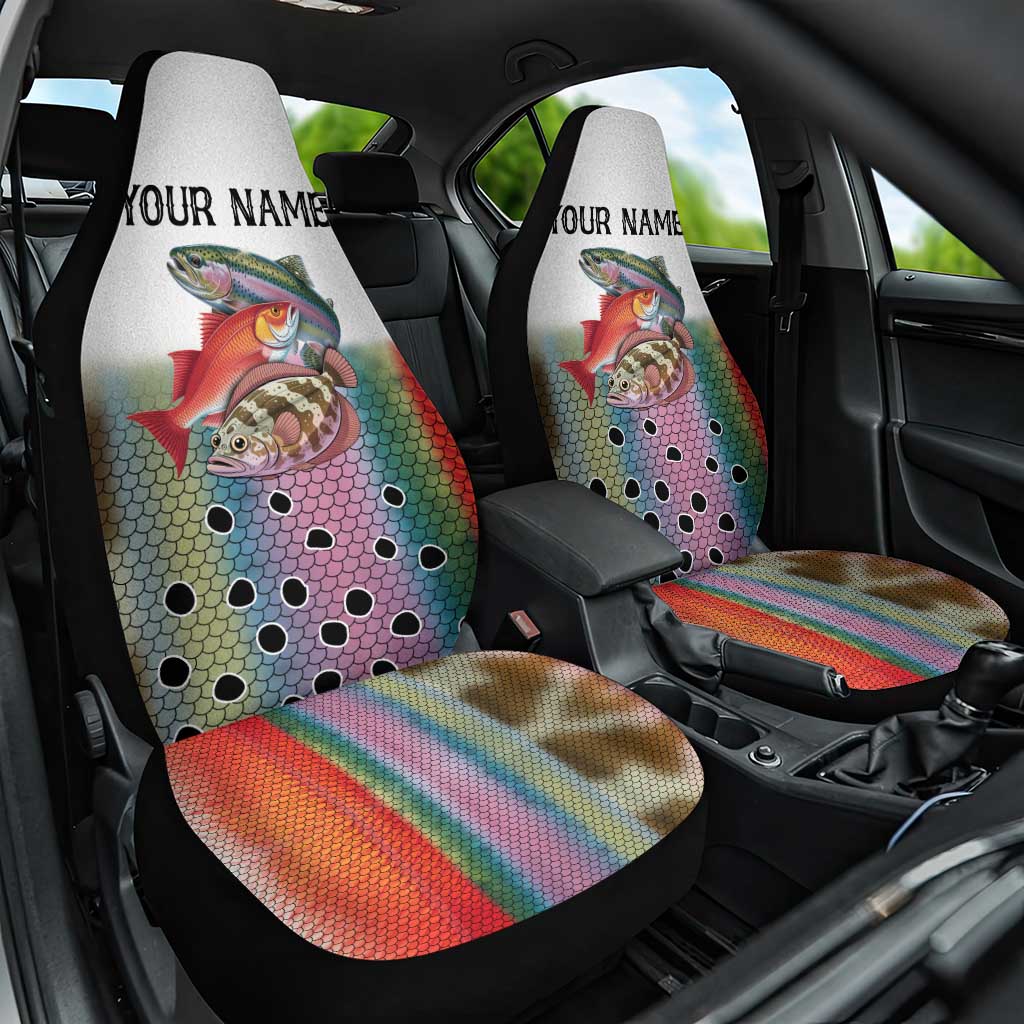 Multicolor Fish Pattern Design Car Seat Cover Fishing Scaled Texture and Custom Name Print - Wonder Print Shop
