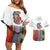 Multicolor Fish Pattern Design Couples Matching Off Shoulder Short Dress and Hawaiian Shirt Fishing Scaled Texture and Custom Name Print - Wonder Print Shop