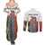 Multicolor Fish Pattern Design Couples Matching Summer Maxi Dress and Long Sleeve Button Shirt Fishing Scaled Texture and Custom Name Print - Wonder Print Shop