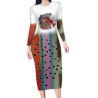 Multicolor Fish Pattern Design Family Matching Long Sleeve Bodycon Dress and Hawaiian Shirt Fishing Scaled Texture and Custom Name Print - Wonder Print Shop