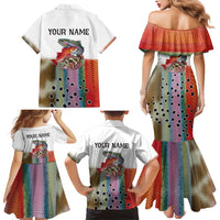 Multicolor Fish Pattern Design Family Matching Mermaid Dress and Hawaiian Shirt Fishing Scaled Texture and Custom Name Print - Wonder Print Shop