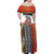 Multicolor Fish Pattern Design Family Matching Off Shoulder Maxi Dress and Hawaiian Shirt Fishing Scaled Texture and Custom Name Print - Wonder Print Shop