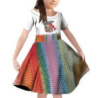 Multicolor Fish Pattern Design Family Matching Off Shoulder Short Dress and Hawaiian Shirt Fishing Scaled Texture and Custom Name Print - Wonder Print Shop