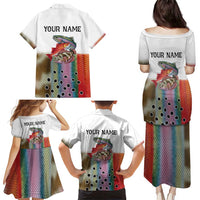Multicolor Fish Pattern Design Family Matching Puletasi and Hawaiian Shirt Fishing Scaled Texture and Custom Name Print - Wonder Print Shop
