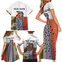 Multicolor Fish Pattern Design Family Matching Short Sleeve Bodycon Dress and Hawaiian Shirt Fishing Scaled Texture and Custom Name Print - Wonder Print Shop