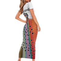 Multicolor Fish Pattern Design Family Matching Short Sleeve Bodycon Dress and Hawaiian Shirt Fishing Scaled Texture and Custom Name Print - Wonder Print Shop