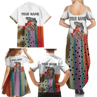 Multicolor Fish Pattern Design Family Matching Summer Maxi Dress and Hawaiian Shirt Fishing Scaled Texture and Custom Name Print - Wonder Print Shop