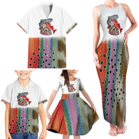 Multicolor Fish Pattern Design Family Matching Tank Maxi Dress and Hawaiian Shirt Fishing Scaled Texture and Custom Name Print - Wonder Print Shop