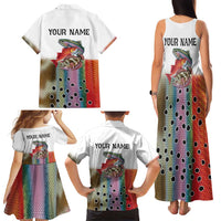 Multicolor Fish Pattern Design Family Matching Tank Maxi Dress and Hawaiian Shirt Fishing Scaled Texture and Custom Name Print - Wonder Print Shop
