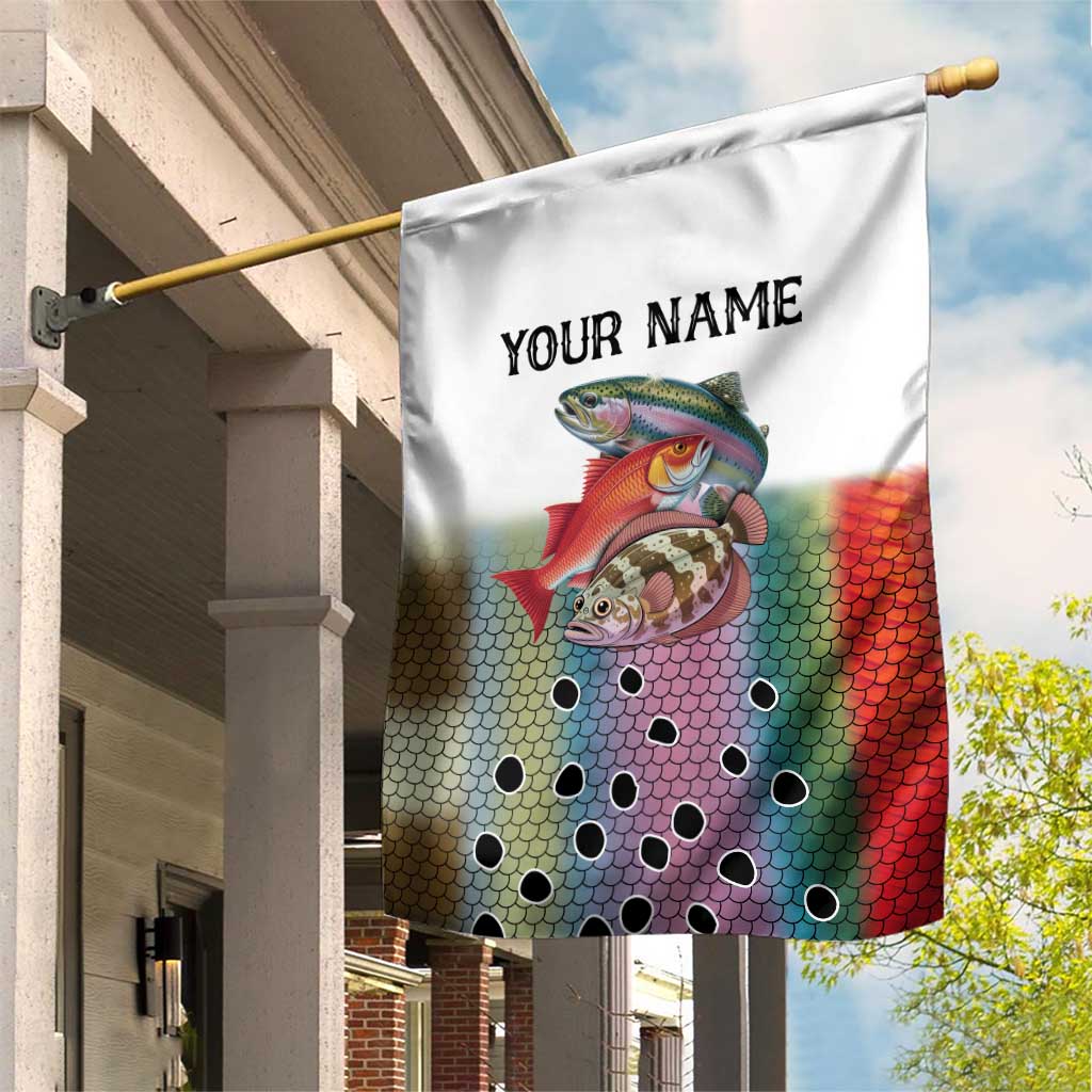 Multicolor Fish Pattern Design Garden Flag Fishing Scaled Texture and Custom Name Print - Wonder Print Shop