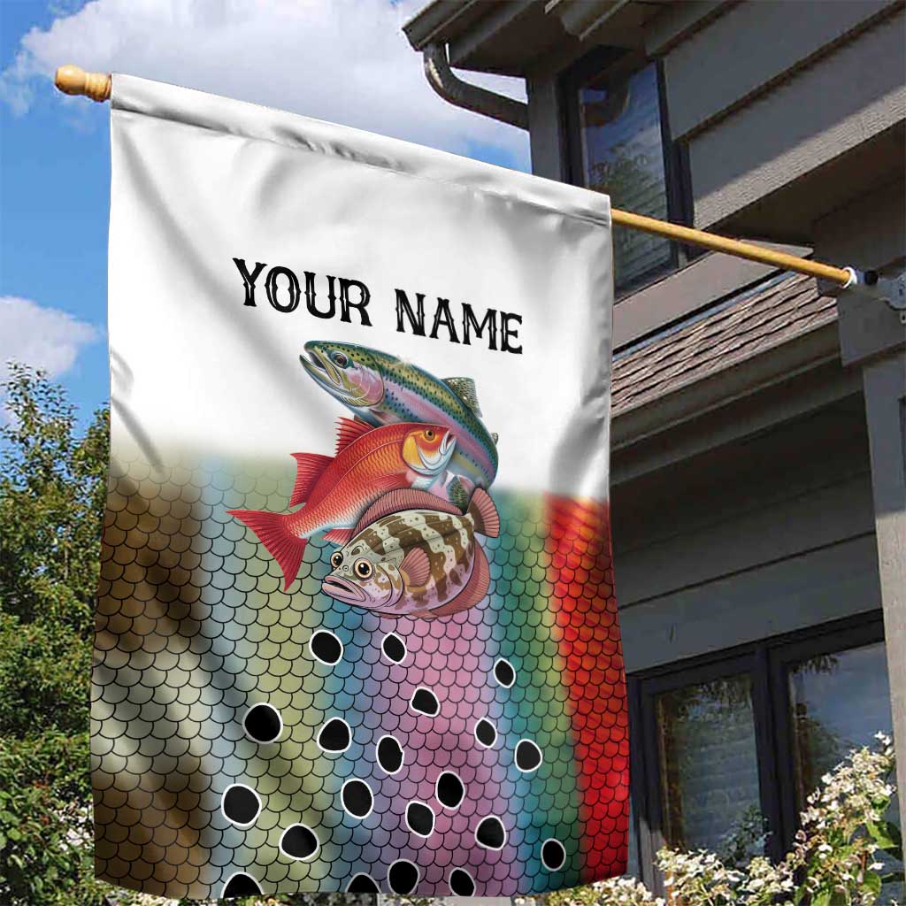 Multicolor Fish Pattern Design Garden Flag Fishing Scaled Texture and Custom Name Print - Wonder Print Shop