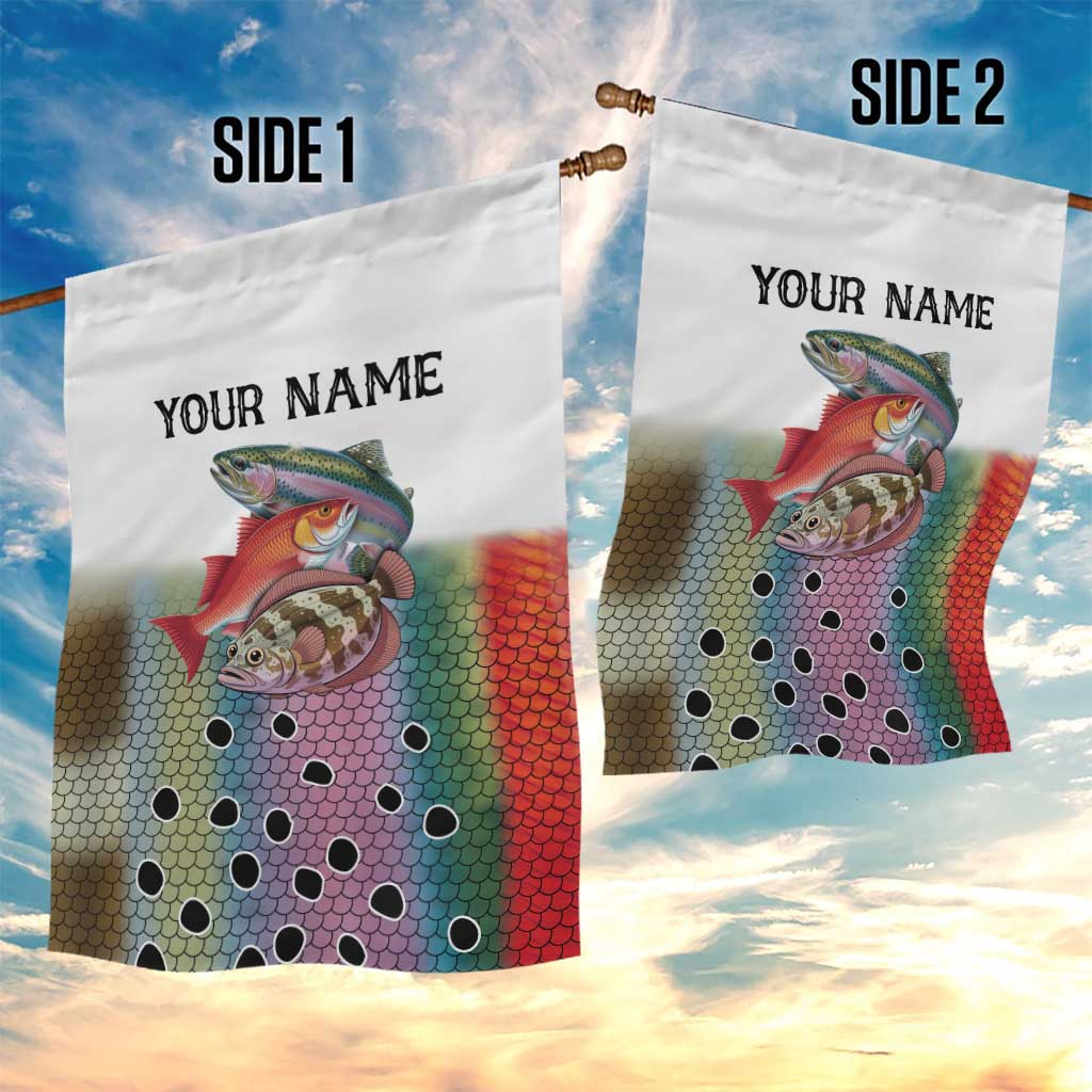 Multicolor Fish Pattern Design Garden Flag Fishing Scaled Texture and Custom Name Print - Wonder Print Shop