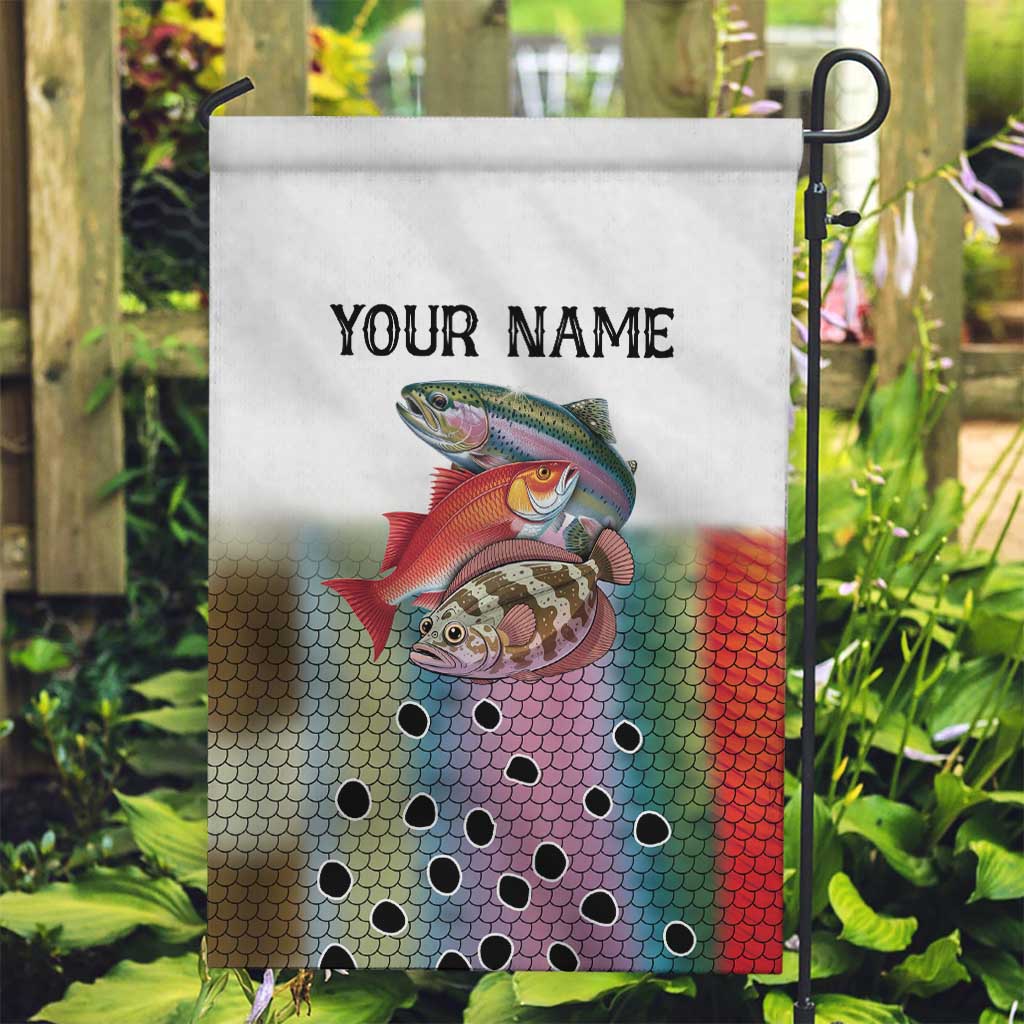 Multicolor Fish Pattern Design Garden Flag Fishing Scaled Texture and Custom Name Print - Wonder Print Shop