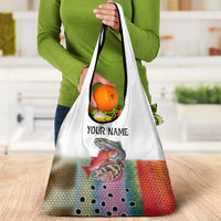 Multicolor Fish Pattern Design Grocery Bag Fishing Scaled Texture and Custom Name Print - Wonder Print Shop