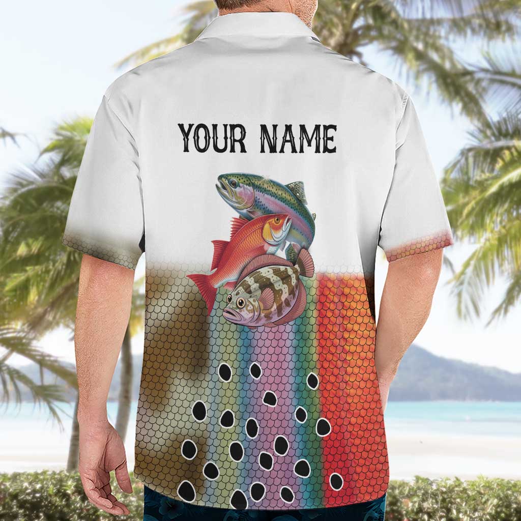Multicolor Fish Pattern Design Hawaiian Shirt Fishing Scaled Texture and Custom Name Print - Wonder Print Shop