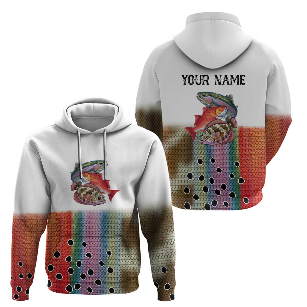 Multicolor Fish Pattern Design Hoodie Fishing Scaled Texture and Custom Name Print - Wonder Print Shop