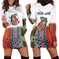 Multicolor Fish Pattern Design Hoodie Dress Fishing Scaled Texture and Custom Name Print - Wonder Print Shop