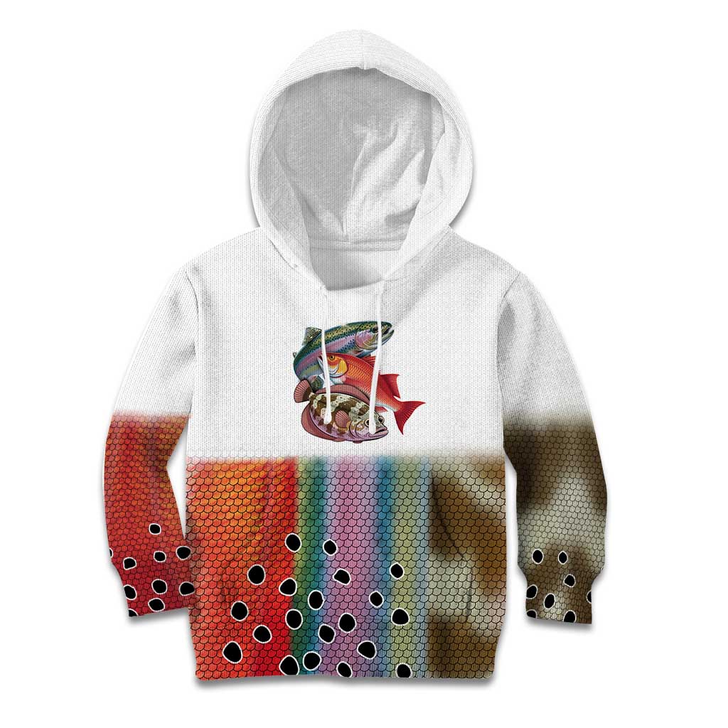 Multicolor Fish Pattern Design Kid Hoodie Fishing Scaled Texture and Custom Name Print - Wonder Print Shop