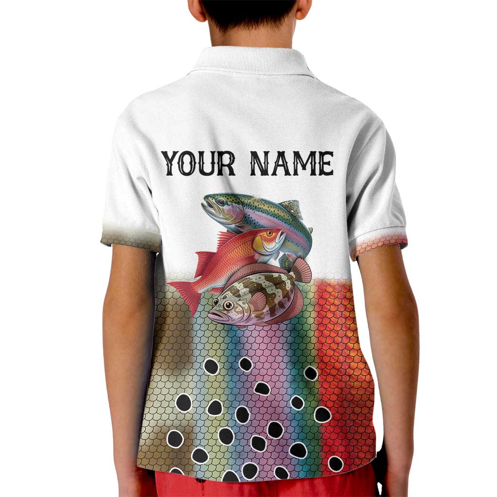 Multicolor Fish Pattern Design Kid Polo Shirt Fishing Scaled Texture and Custom Name Print - Wonder Print Shop