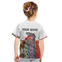 Multicolor Fish Pattern Design Kid T Shirt Fishing Scaled Texture and Custom Name Print - Wonder Print Shop