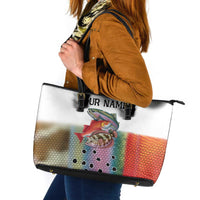 Multicolor Fish Pattern Design Leather Tote Bag Fishing Scaled Texture and Custom Name Print - Wonder Print Shop