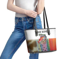 Multicolor Fish Pattern Design Leather Tote Bag Fishing Scaled Texture and Custom Name Print - Wonder Print Shop