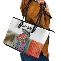 Multicolor Fish Pattern Design Leather Tote Bag Fishing Scaled Texture and Custom Name Print - Wonder Print Shop