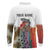Multicolor Fish Pattern Design Long Sleeve Polo Shirt Fishing Scaled Texture and Custom Name Print - Wonder Print Shop