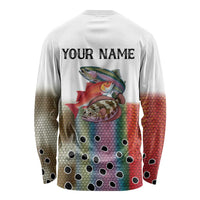 Multicolor Fish Pattern Design Long Sleeve Shirt Fishing Scaled Texture and Custom Name Print - Wonder Print Shop