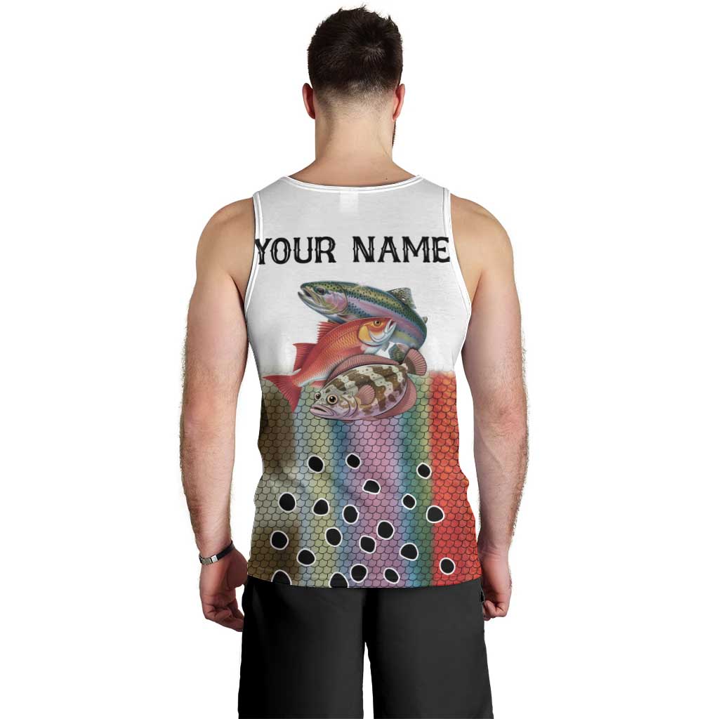 Multicolor Fish Pattern Design Men Tank Top Fishing Scaled Texture and Custom Name Print - Wonder Print Shop