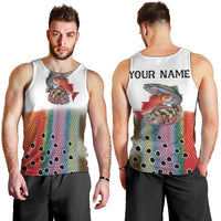 Multicolor Fish Pattern Design Men Tank Top Fishing Scaled Texture and Custom Name Print - Wonder Print Shop