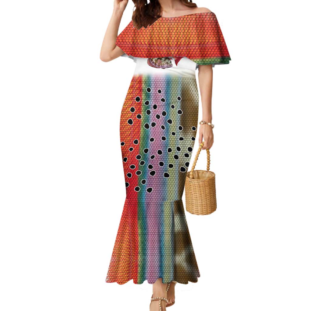 Multicolor Fish Pattern Design Mermaid Dress Fishing Scaled Texture and Custom Name Print - Wonder Print Shop