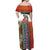 Multicolor Fish Pattern Design Off Shoulder Maxi Dress Fishing Scaled Texture and Custom Name Print - Wonder Print Shop