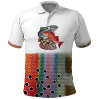Multicolor Fish Pattern Design Polo Shirt Fishing Scaled Texture and Custom Name Print - Wonder Print Shop