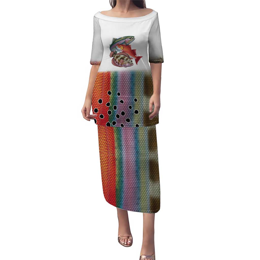 Multicolor Fish Pattern Design Puletasi Fishing Scaled Texture and Custom Name Print - Wonder Print Shop