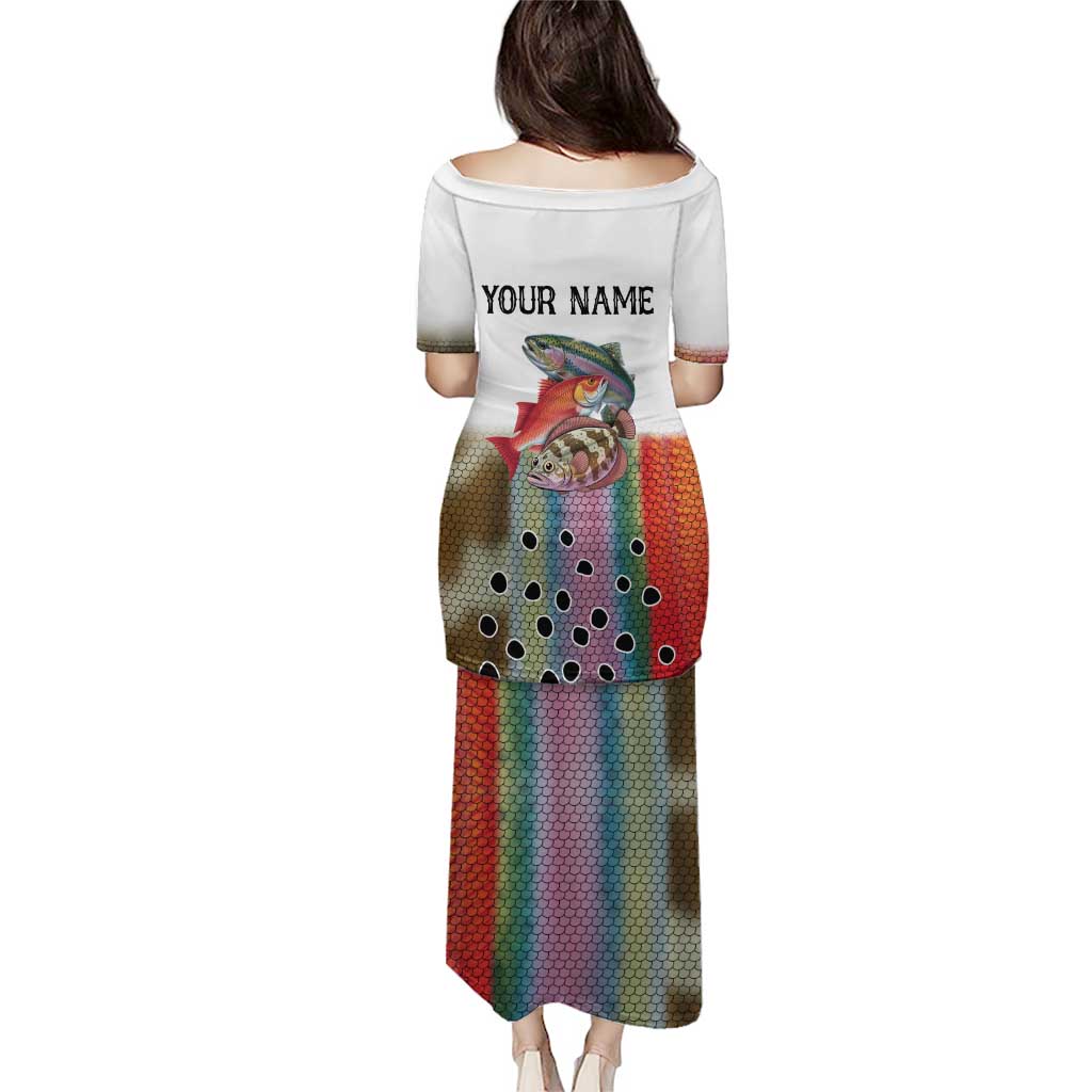 Multicolor Fish Pattern Design Puletasi Fishing Scaled Texture and Custom Name Print - Wonder Print Shop