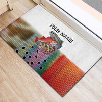 Multicolor Fish Pattern Design Rubber Doormat Fishing Scaled Texture and Custom Name Print - Wonder Print Shop