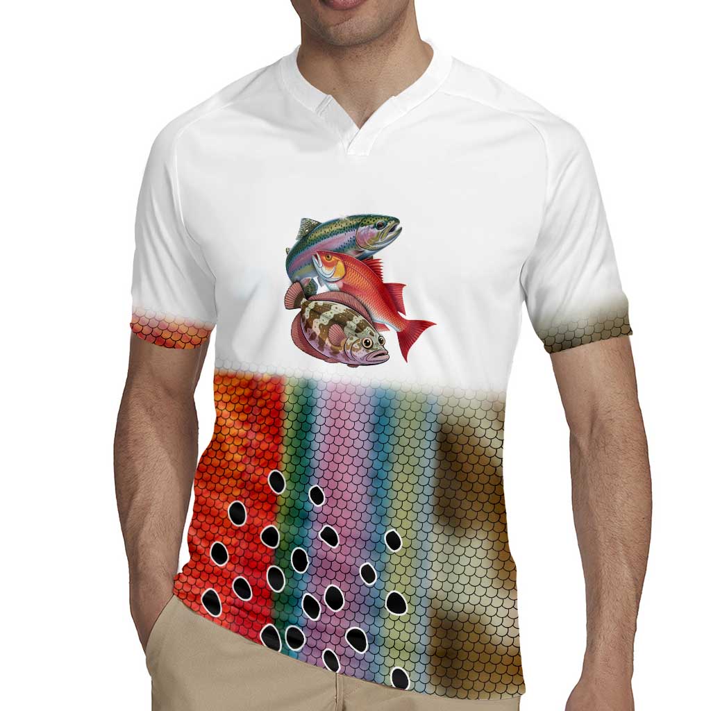 Multicolor Fish Pattern Design Rugby Jersey Fishing Scaled Texture and Custom Name Print - Wonder Print Shop