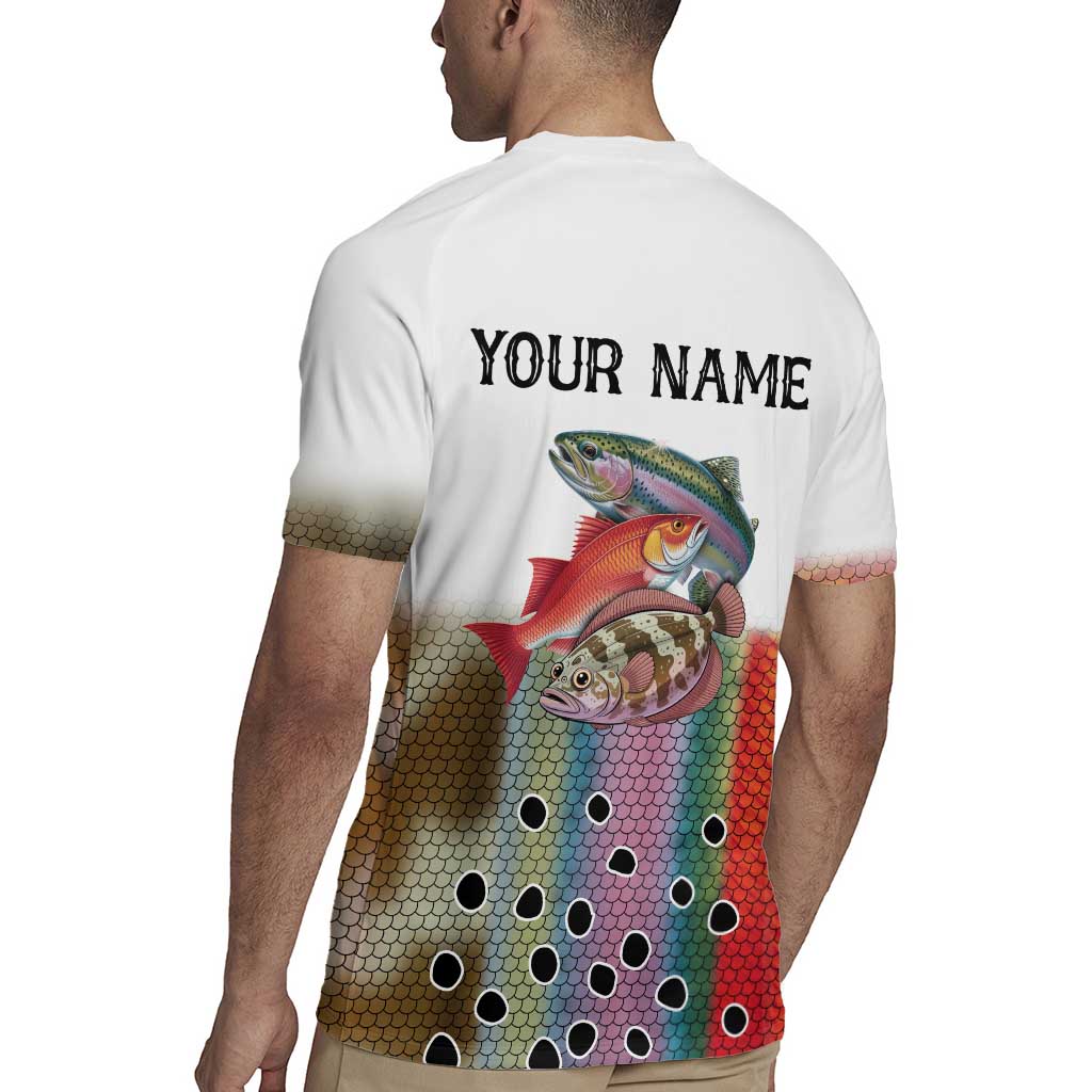Multicolor Fish Pattern Design Rugby Jersey Fishing Scaled Texture and Custom Name Print - Wonder Print Shop