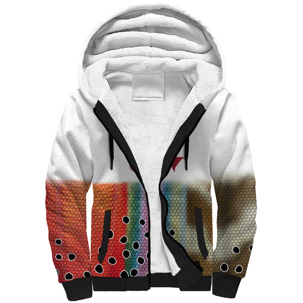 Multicolor Fish Pattern Design Sherpa Hoodie Fishing Scaled Texture and Custom Name Print - Wonder Print Shop