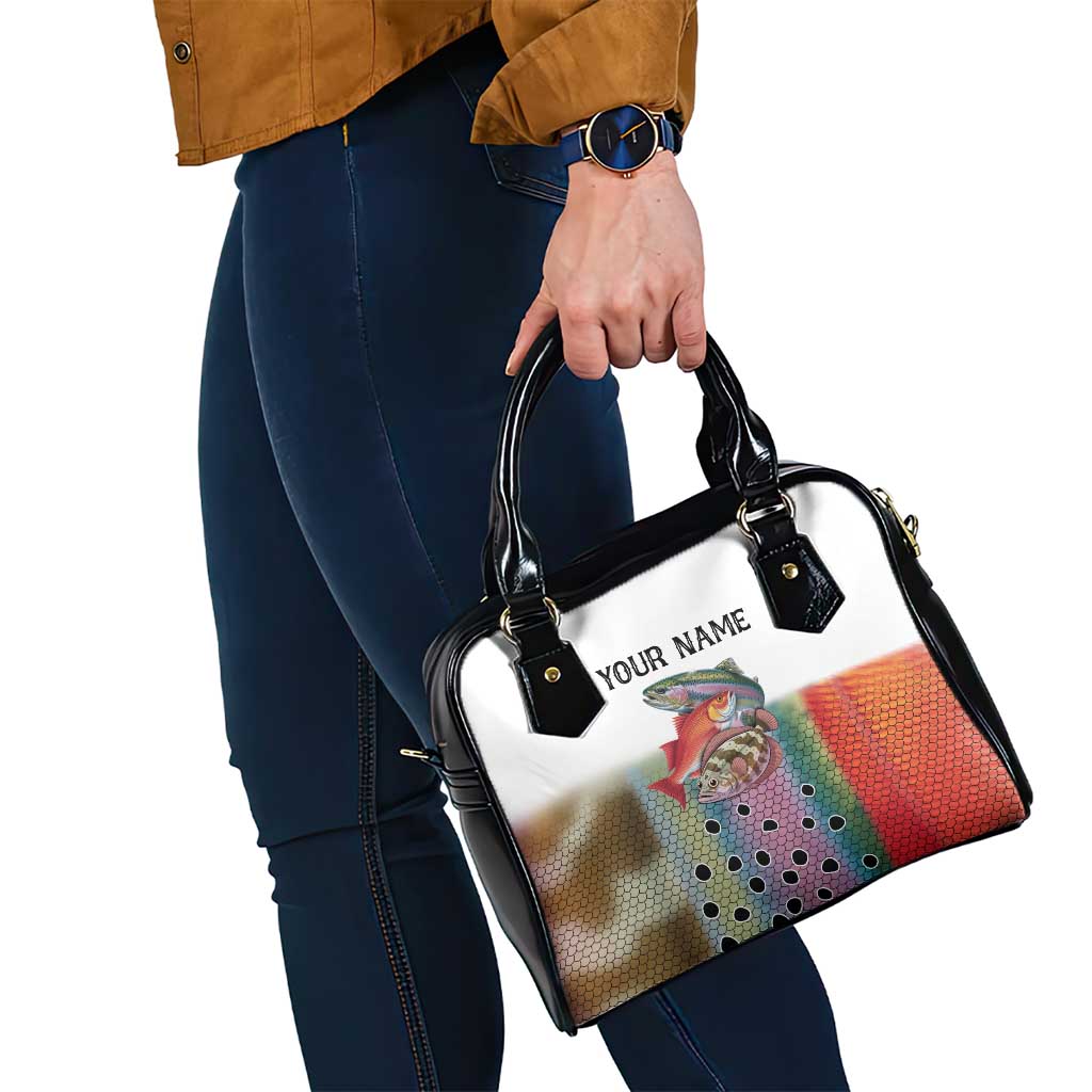 Multicolor Fish Pattern Design Shoulder Handbag Fishing Scaled Texture and Custom Name Print - Wonder Print Shop