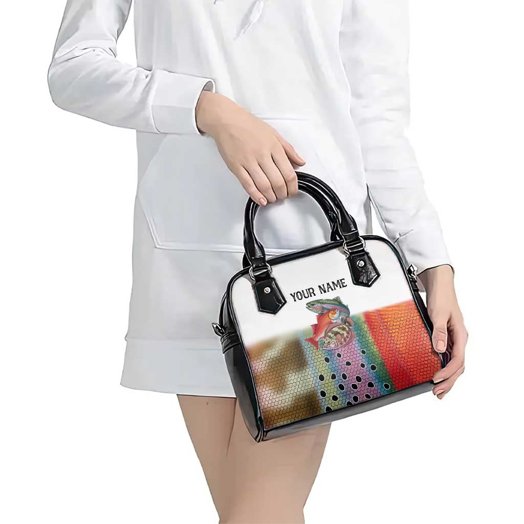 Multicolor Fish Pattern Design Shoulder Handbag Fishing Scaled Texture and Custom Name Print - Wonder Print Shop