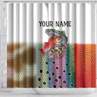 Multicolor Fish Pattern Design Shower Curtain Fishing Scaled Texture and Custom Name Print - Wonder Print Shop