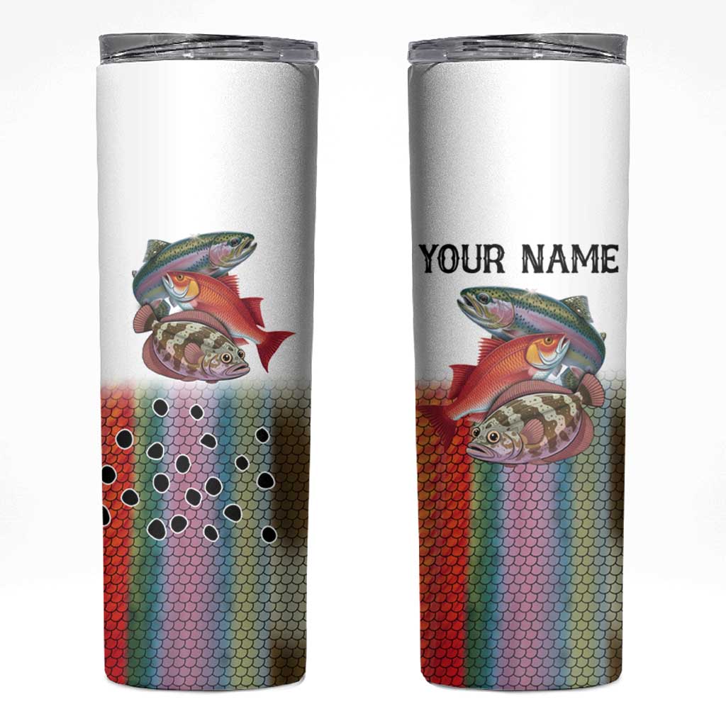 Multicolor Fish Pattern Design Skinny Tumbler Fishing Scaled Texture and Custom Name Print - Wonder Print Shop