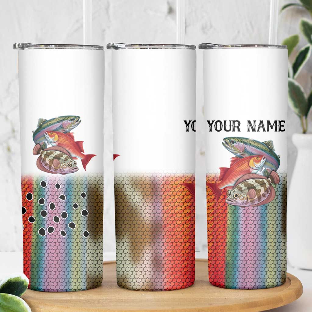 Multicolor Fish Pattern Design Skinny Tumbler Fishing Scaled Texture and Custom Name Print - Wonder Print Shop