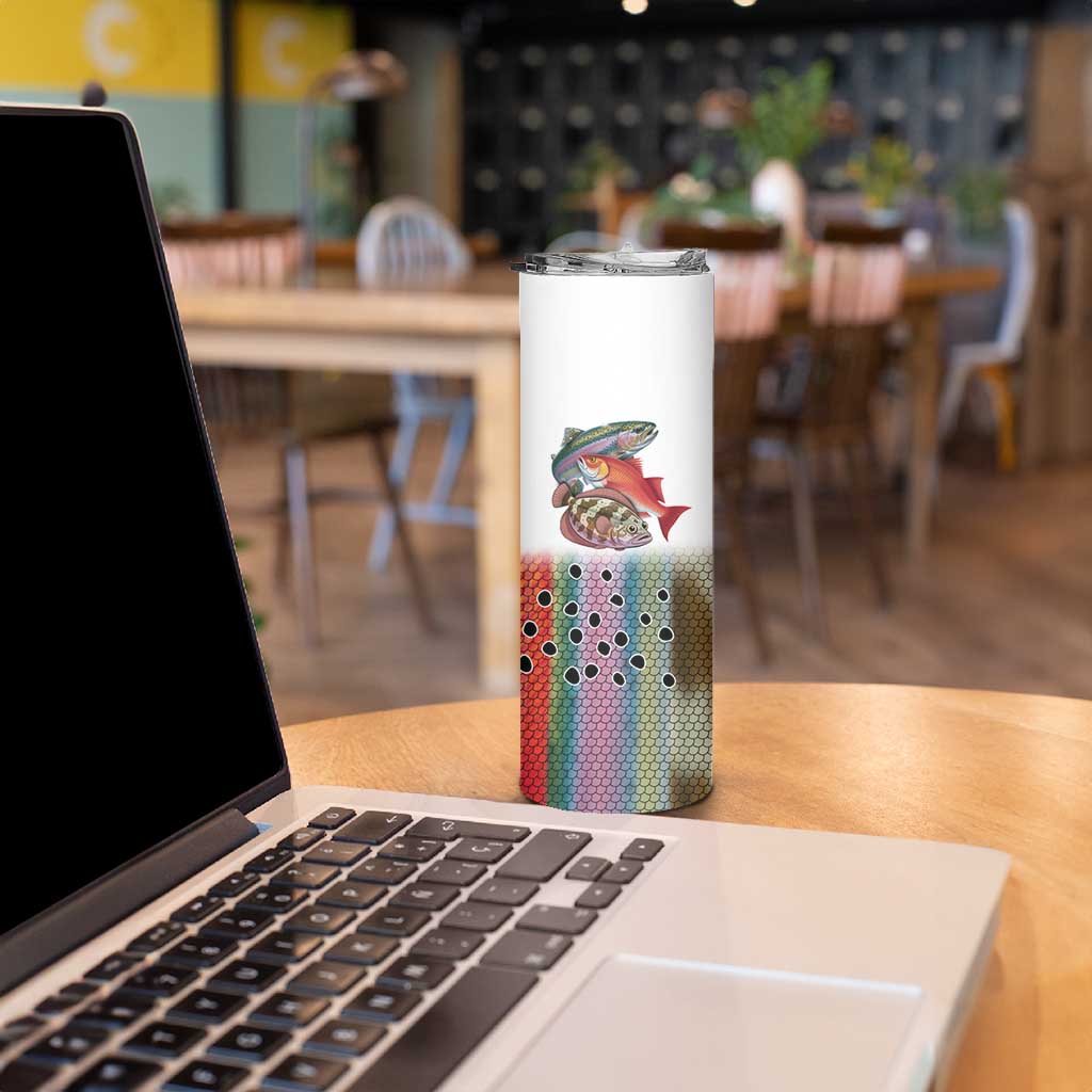 Multicolor Fish Pattern Design Skinny Tumbler Fishing Scaled Texture and Custom Name Print - Wonder Print Shop