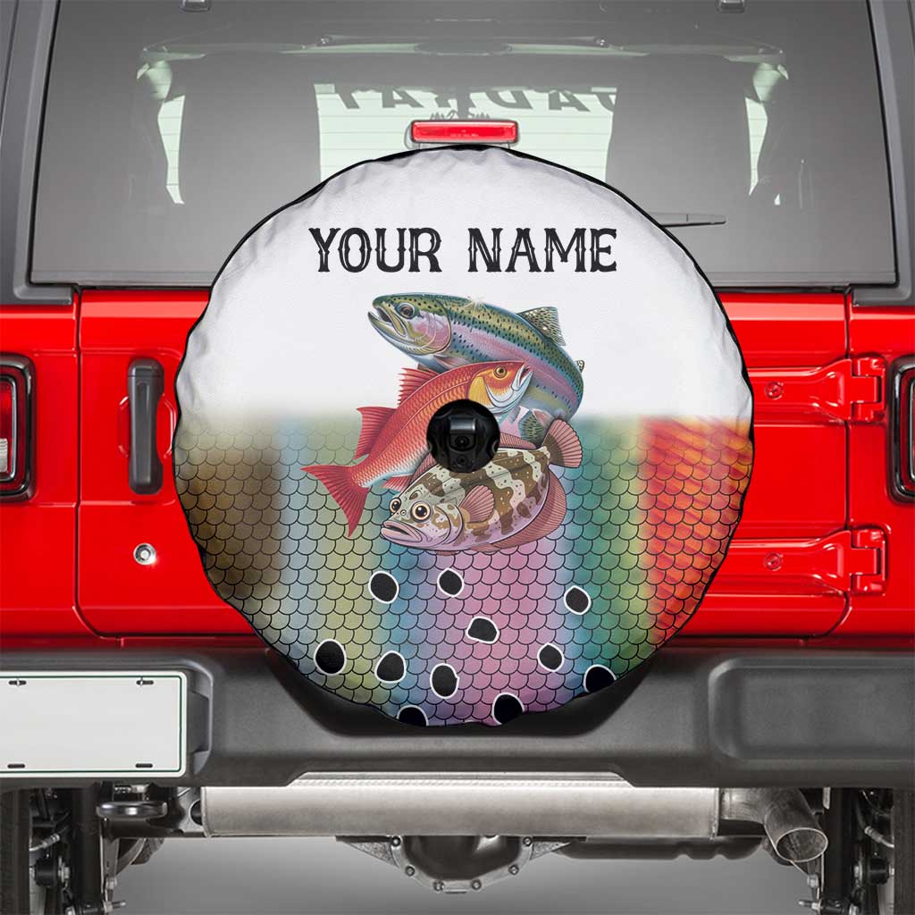 Multicolor Fish Pattern Design Spare Tire Cover Fishing Scaled Texture and Custom Name Print - Wonder Print Shop